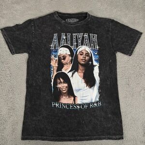 Aaliyah‎ Shirt Womens Small Black Princess of R&B Music Tee Graphic 100% Cotton